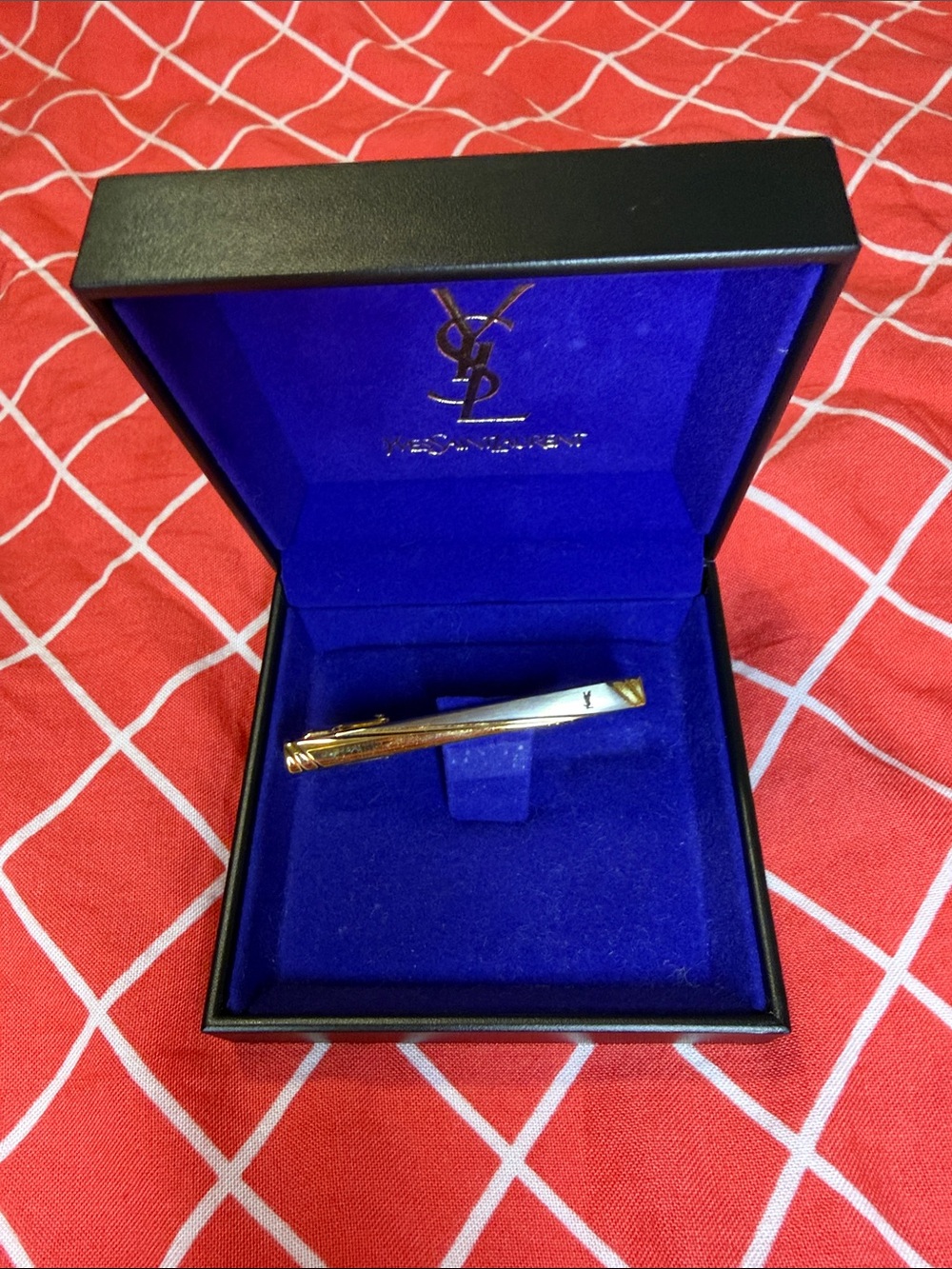 Yves Saint Laurent Gold Money Clip with Black YSL Logo